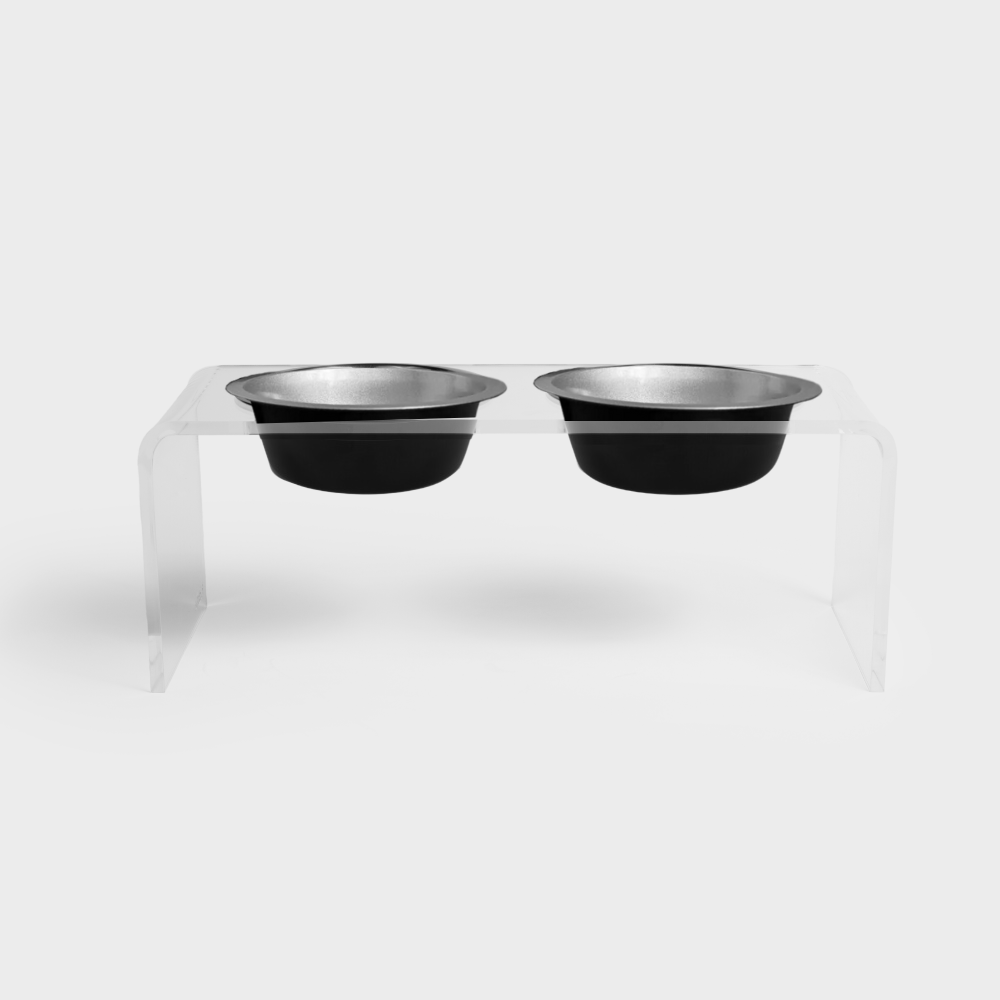 Silver Glam Dog Bowl Set