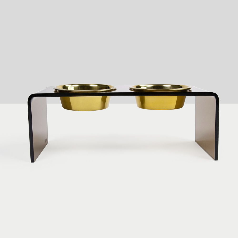 Medium Bronze Double Bowl Pet Feeder | Options