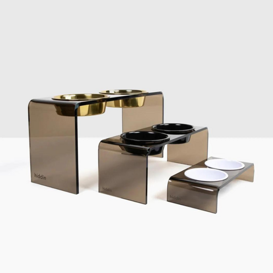 Set of Bronze Double Bowl Pet Feeder