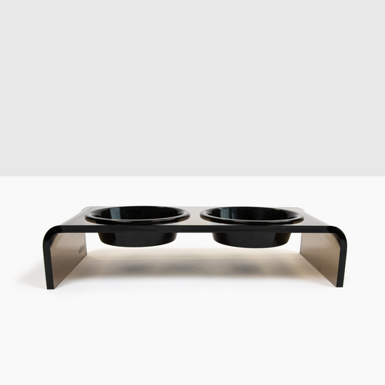 Double Pet Bowl Feeder with black Bowls