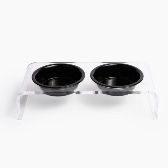 Small Clear Double Pet Bowl Feeder with Color Bowls | Options