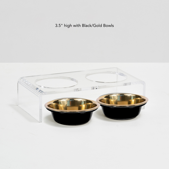 Clear Double Pet Bowl Feeder with Glam Bowls | Options