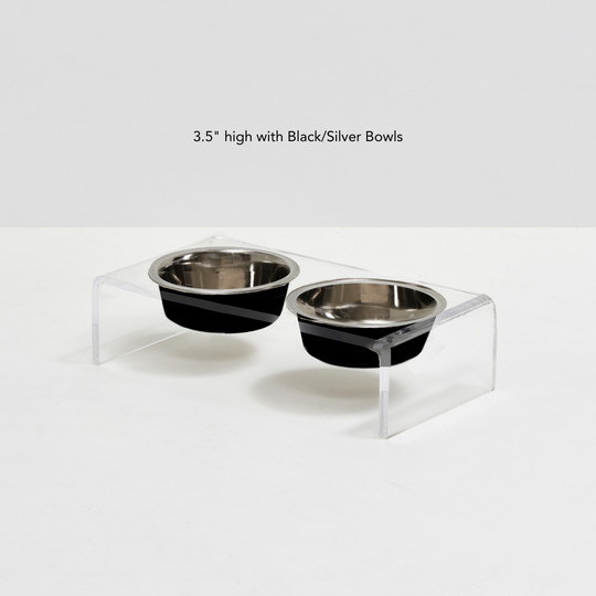 Clear Double Pet Bowl Feeder with Glam Bowls | Options