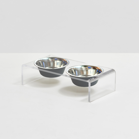 Clear Double Pet Bowl Feeder with 2 Tone Bowls | Options