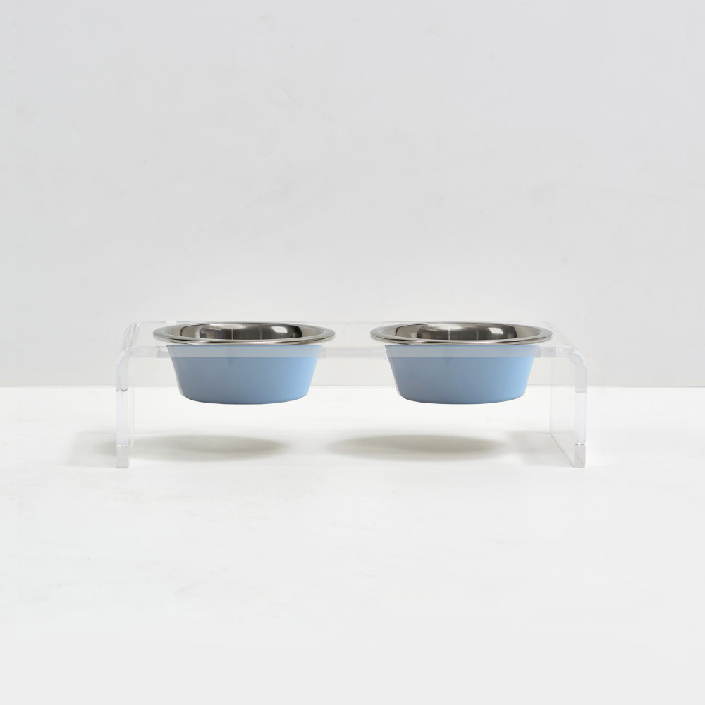 Clear Double Pet Bowl Feeder with 2 Tone Bowls | Options