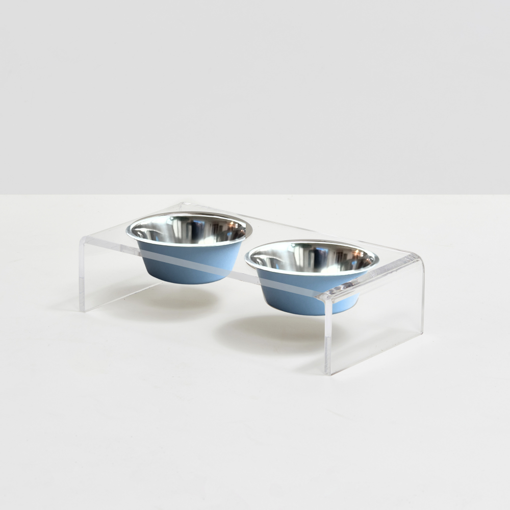 Clear Double Pet Bowl Feeder with 2 Tone Bowls | Options