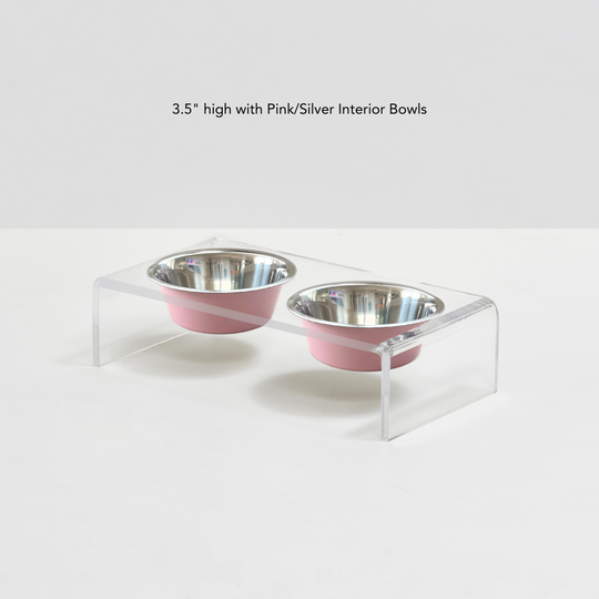 Clear Double Pet Bowl Feeder with 2 Tone Bowls | Options