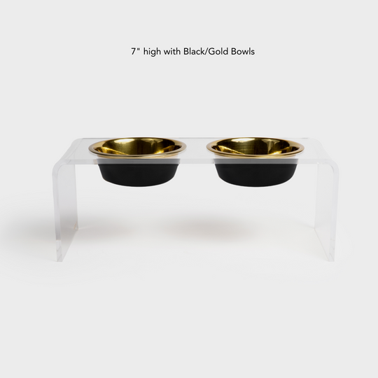 Clear Double Pet Bowl Feeder with Glam Bowls | Options