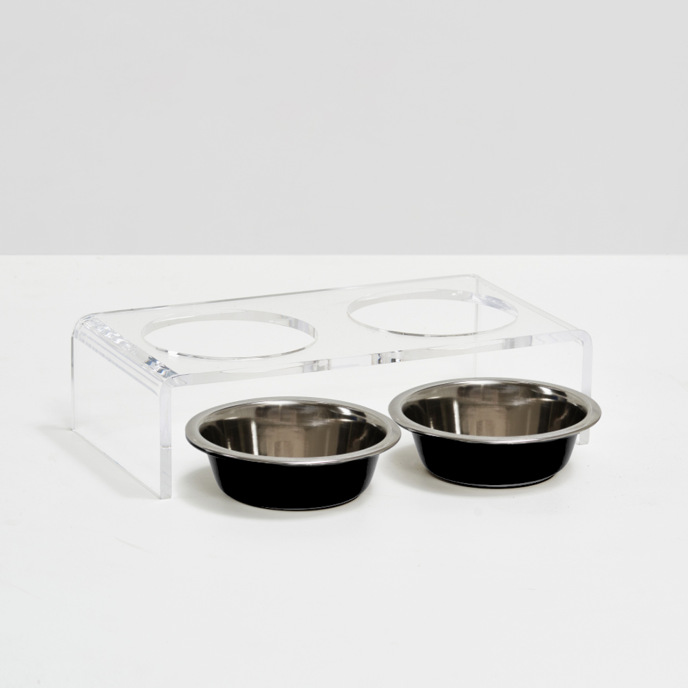 Clear Double Pet Bowl Feeder with Glam Bowls | Options