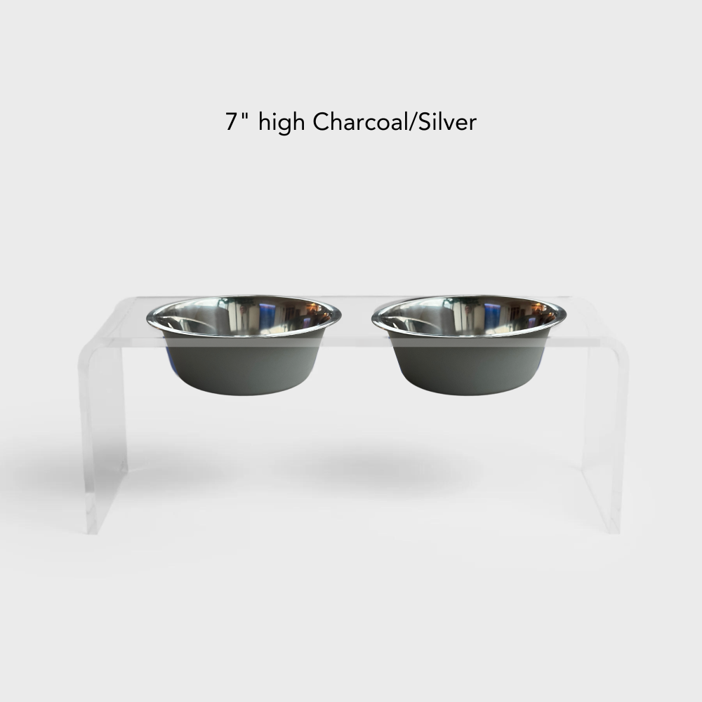 Clear Double Pet Bowl Feeder with 2 Tone Bowls | Options