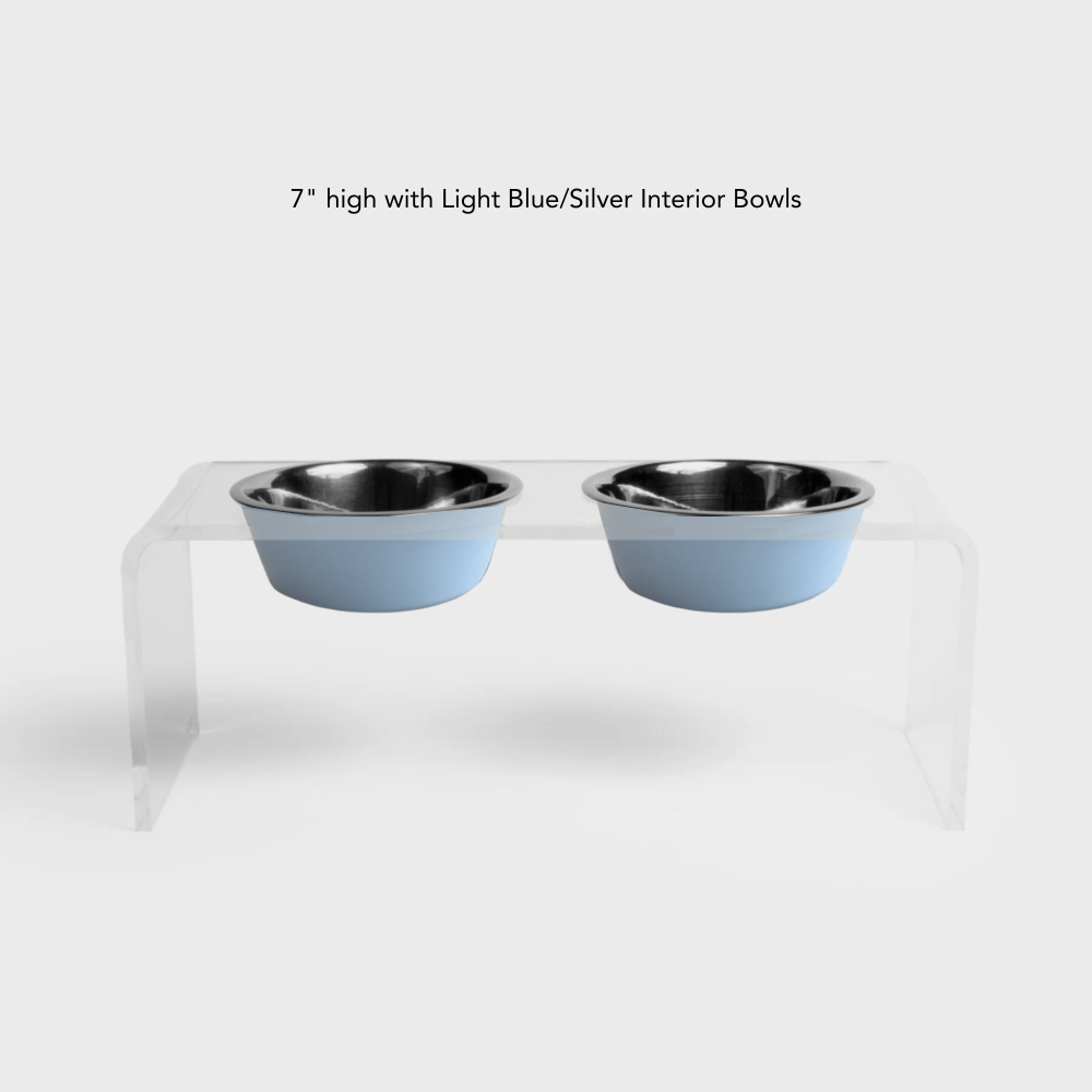 Clear Double Pet Bowl Feeder with 2 Tone Bowls | Options