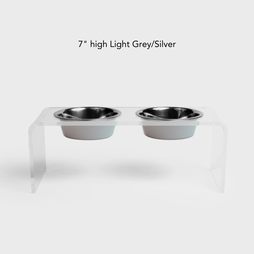 Clear Double Pet Bowl Feeder with 2 Tone Bowls | Options