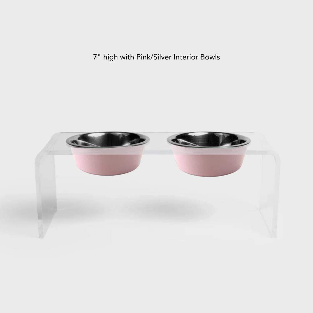 Clear Double Pet Bowl Feeder with 2 Tone Bowls | Options