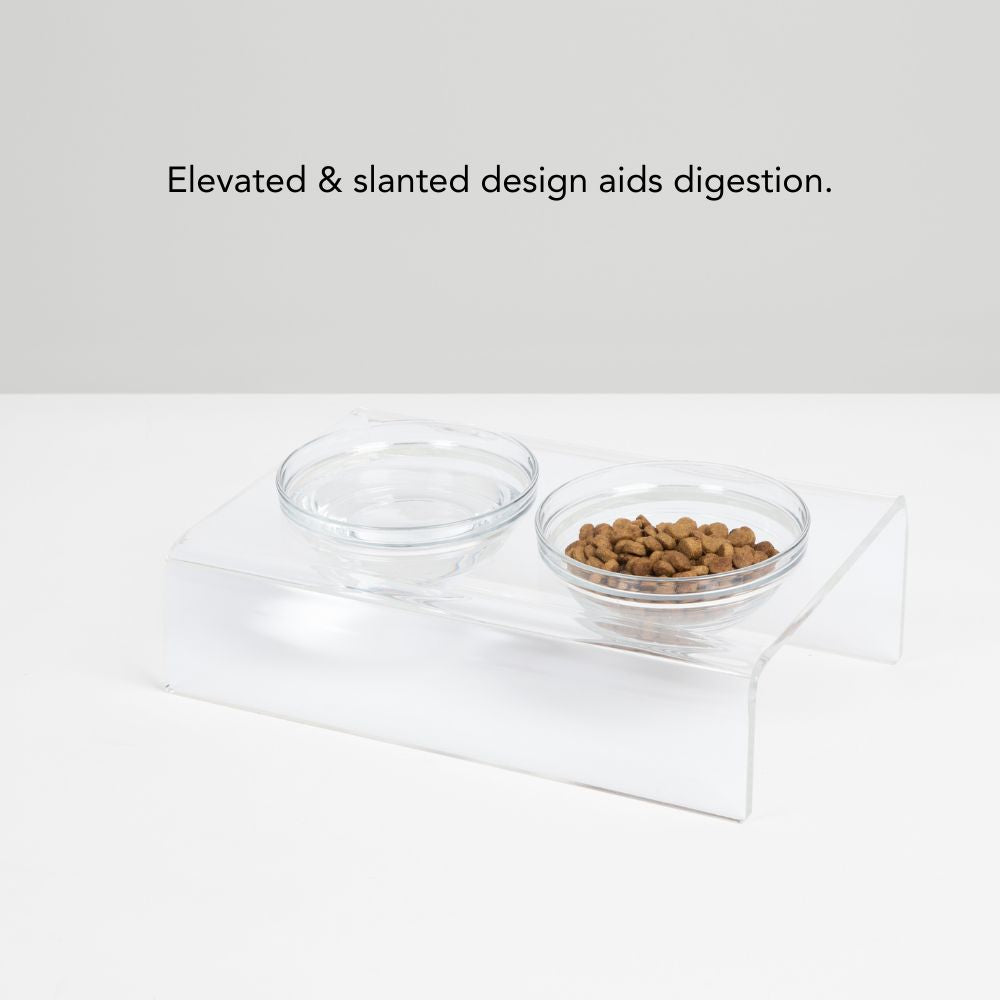 Clear Slanted Glass Bowl Feeder | Options