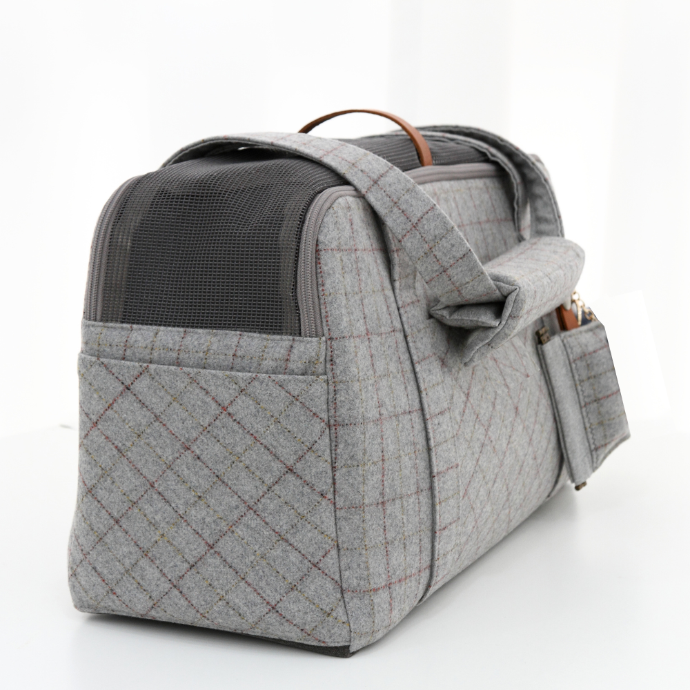 Wool Plaid Travel Pet Carrier