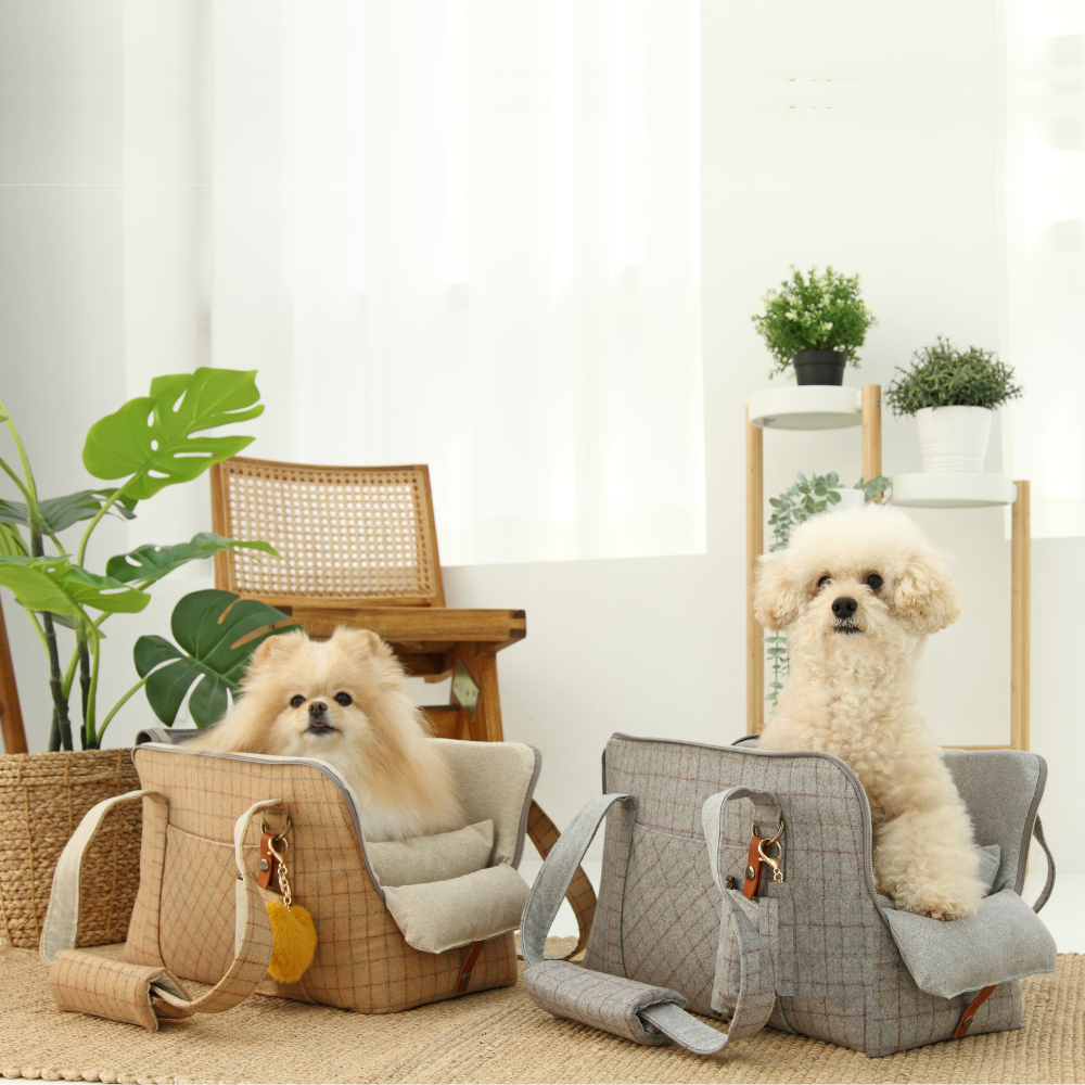 Wool Plaid Travel Pet Carrier