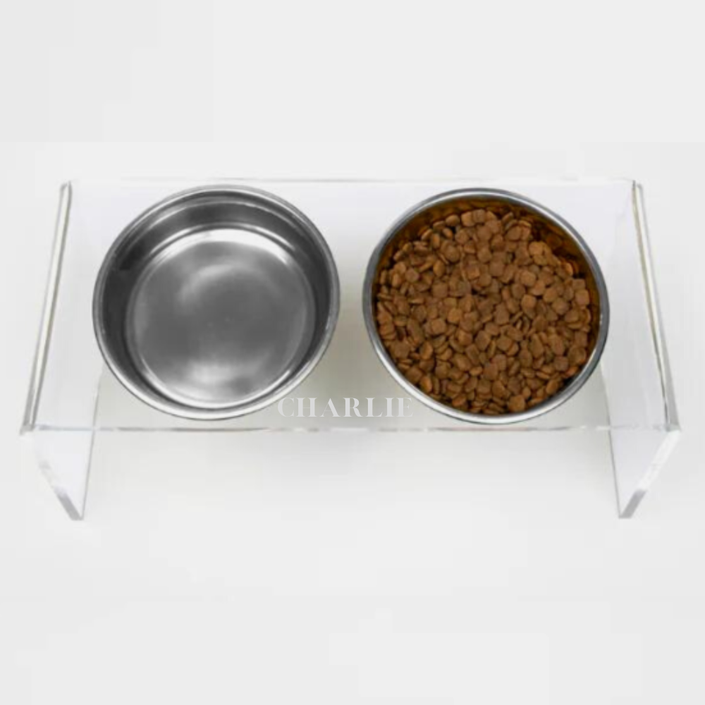 Personalized Double Feeder with Silver Bowls | Options