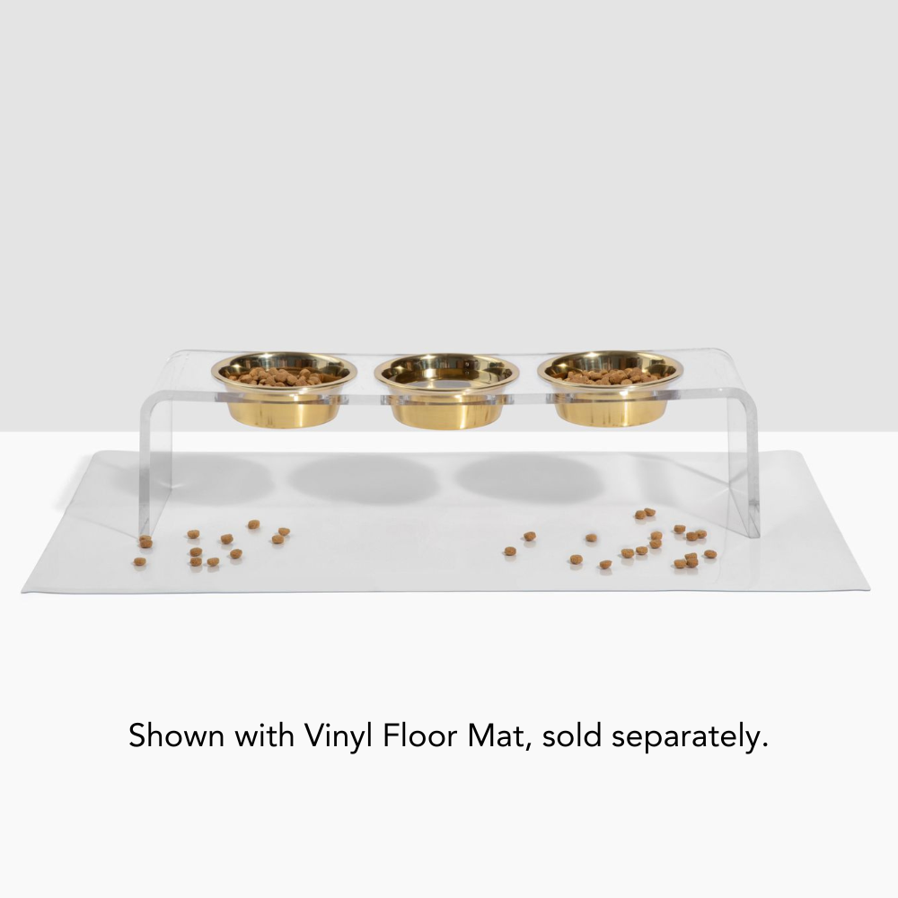 Medium Triple Dog Bowl Feeder with Gold Bowls