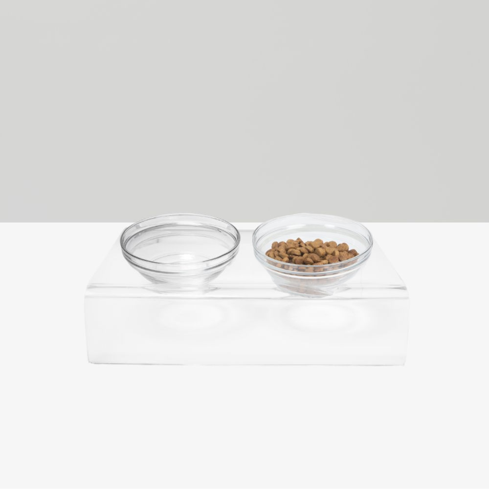 Clear Slanted Glass Bowl Feeder | Options