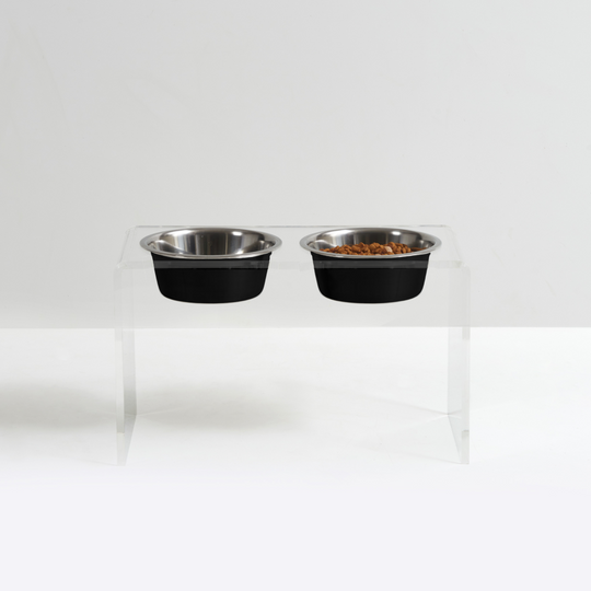 Tall Clear Double Pet Bowl Feeder with Glam Bowls | Options