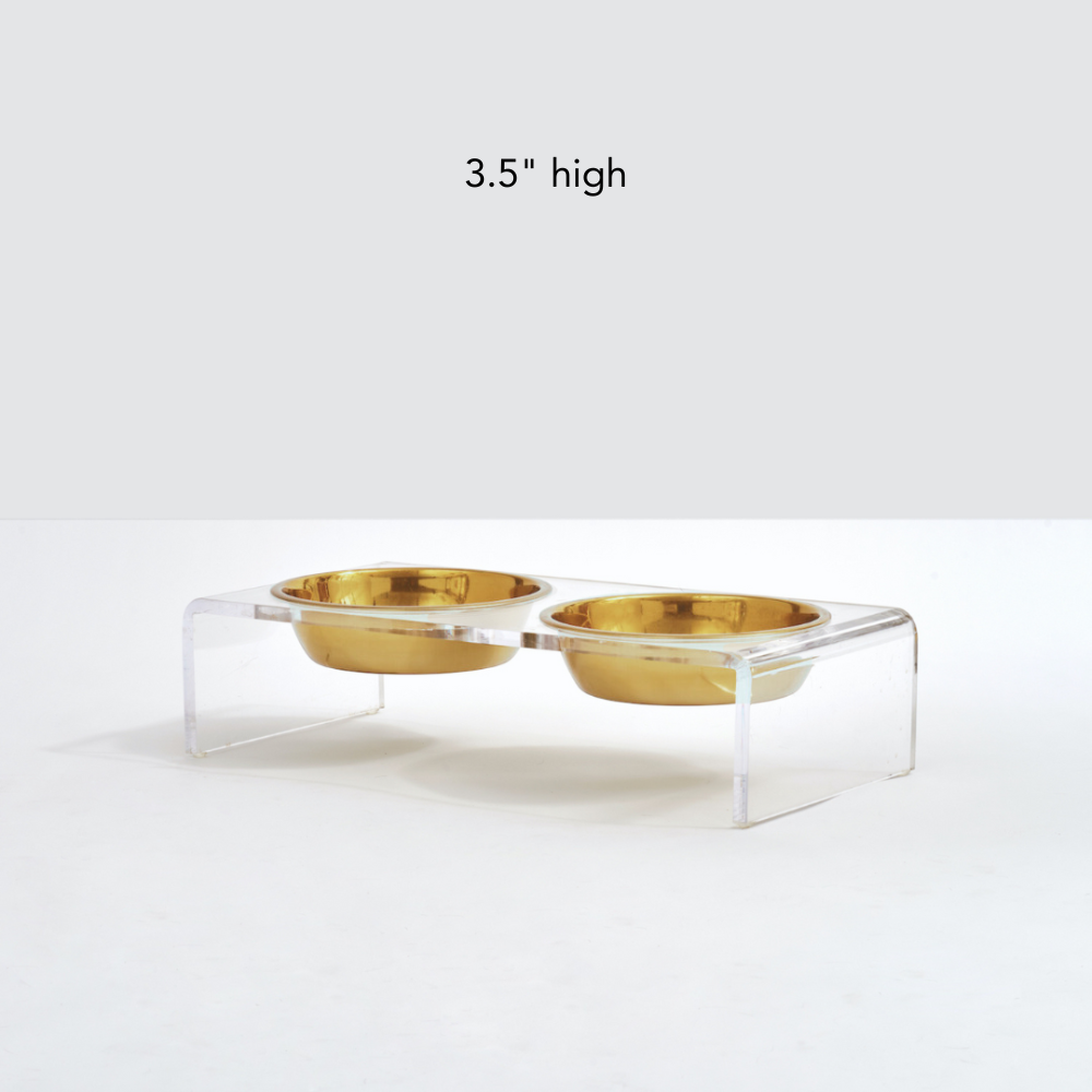 Personalized Double Feeder with Gold Bowls