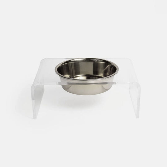 Clear Single Silver Bowl Feeder