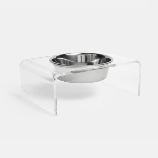 Clear Single Silver Bowl Feeder