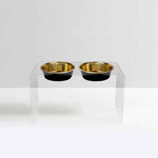 Tall Clear Double Pet Bowl Feeder with Glam Bowls | Options