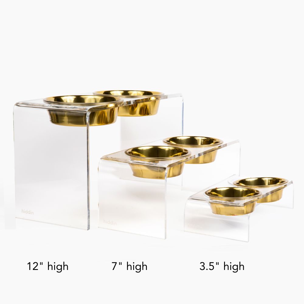 Personalized Double Feeder with Gold Bowls