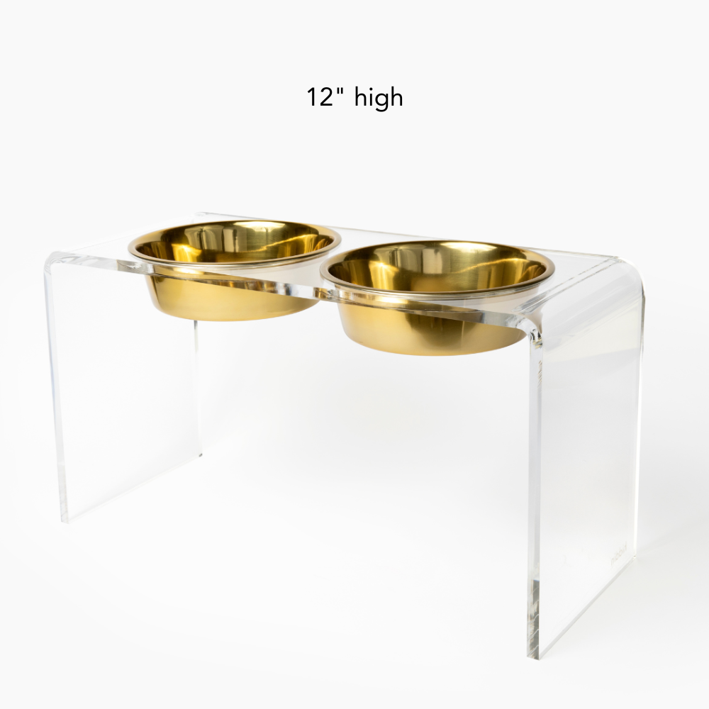 Personalized Double Feeder with Gold Bowls