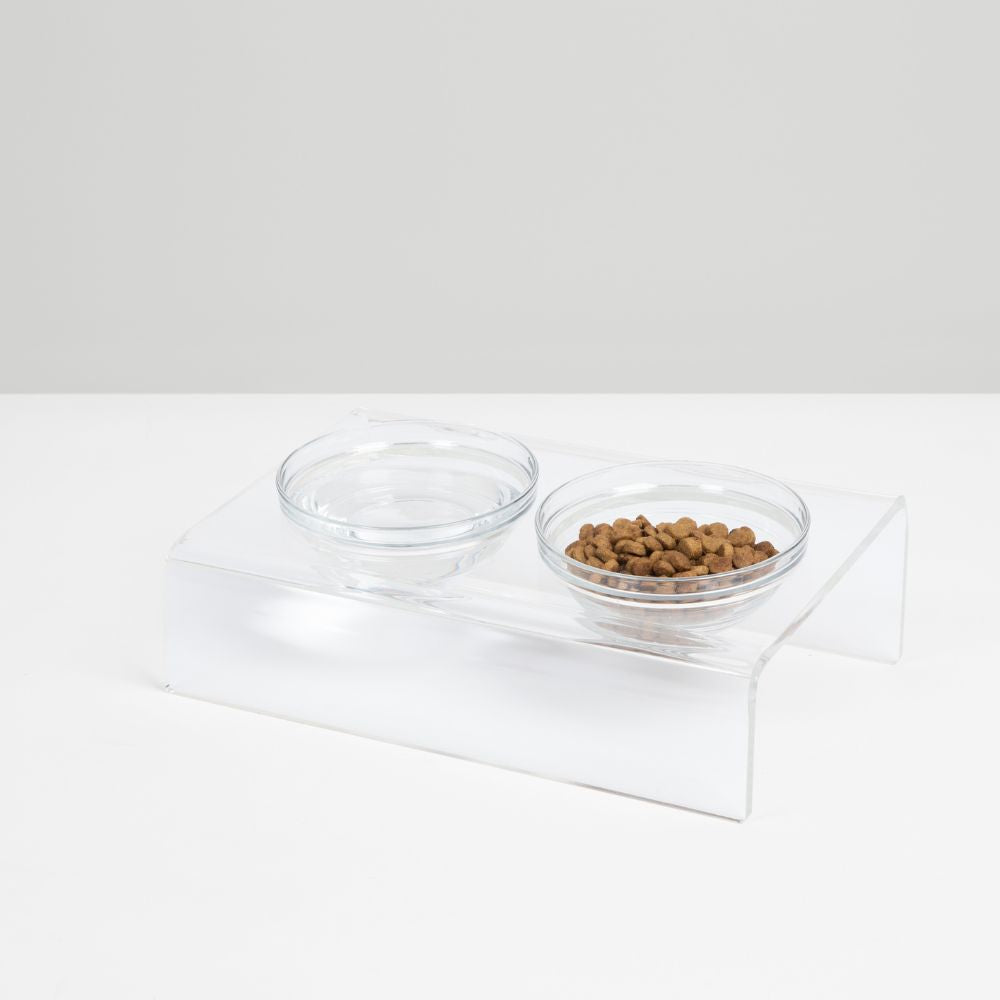 Clear Slanted Glass Bowl Feeder | Options