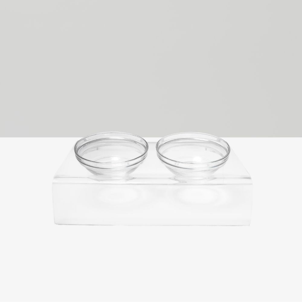 Clear Slanted Glass Bowl Feeder | Options