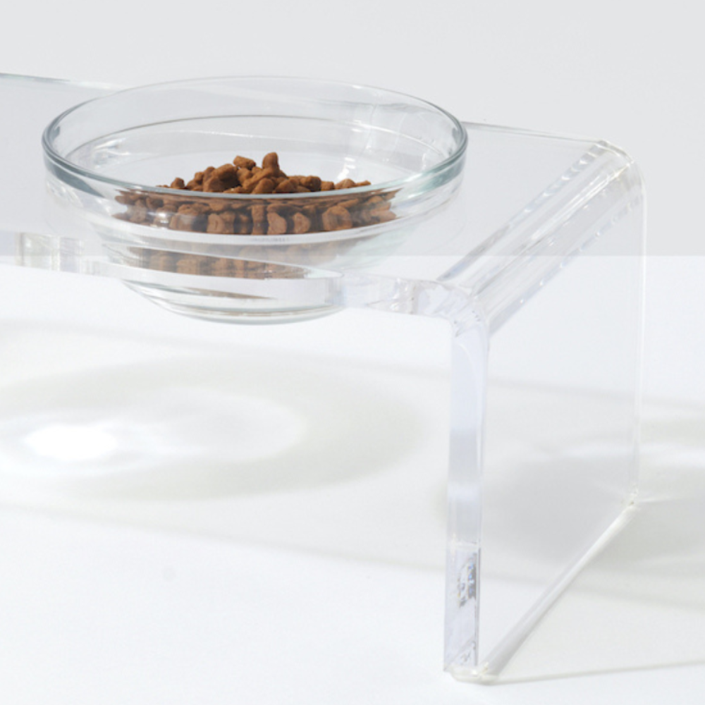 Clear Double Pet Bowl Feeder with Glass Bowls | Options