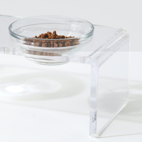 Medium Clear Double Pet Bowl Feeder with Gold Bowls | Options