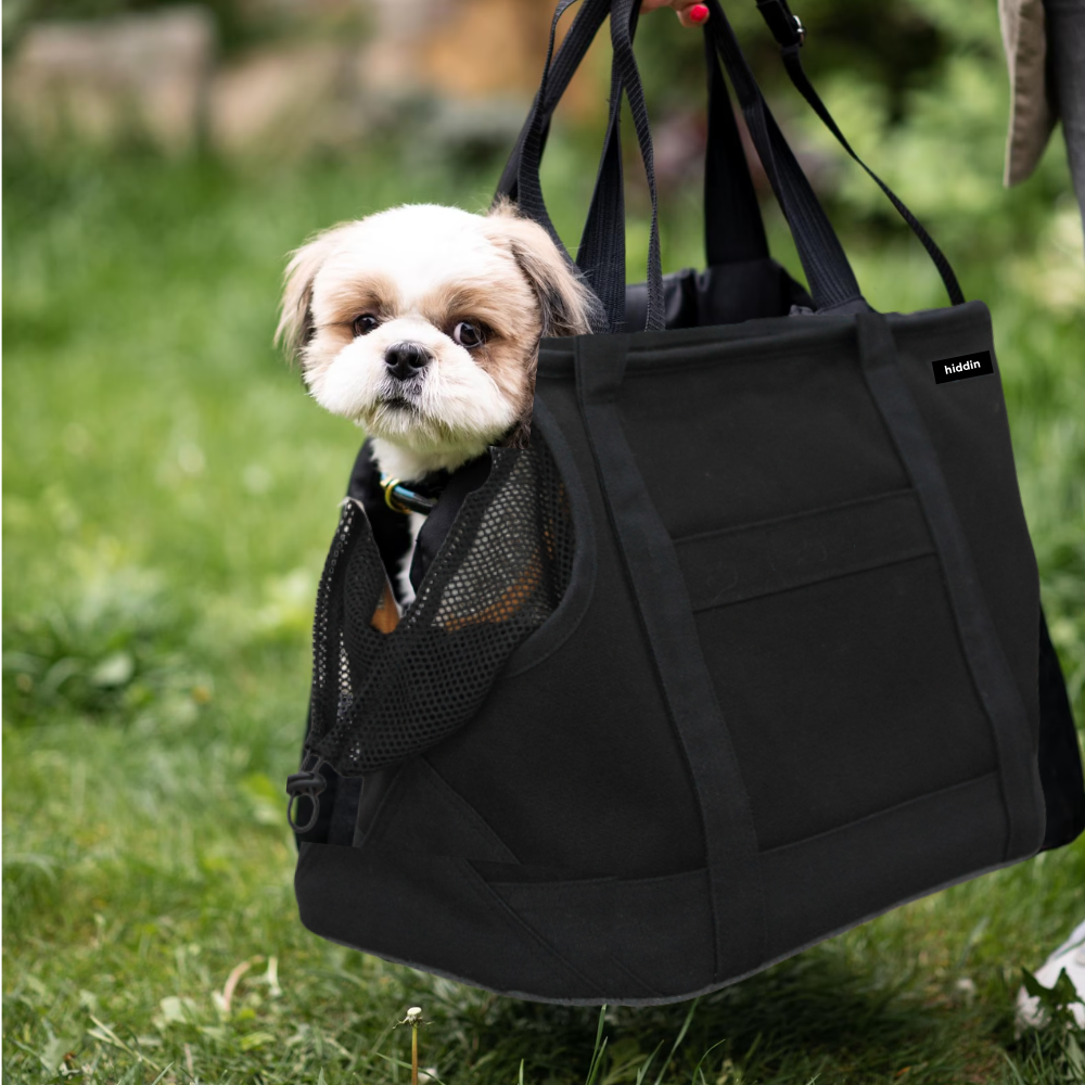 Black Canvas Drawstring Pet Carrier
