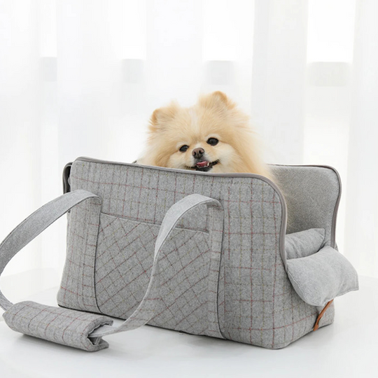 Wool Plaid Travel Pet Carrier