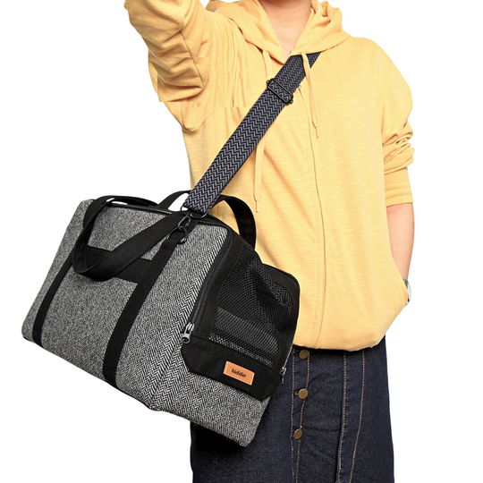 Wool Herringbone Zipper Pet Carrier