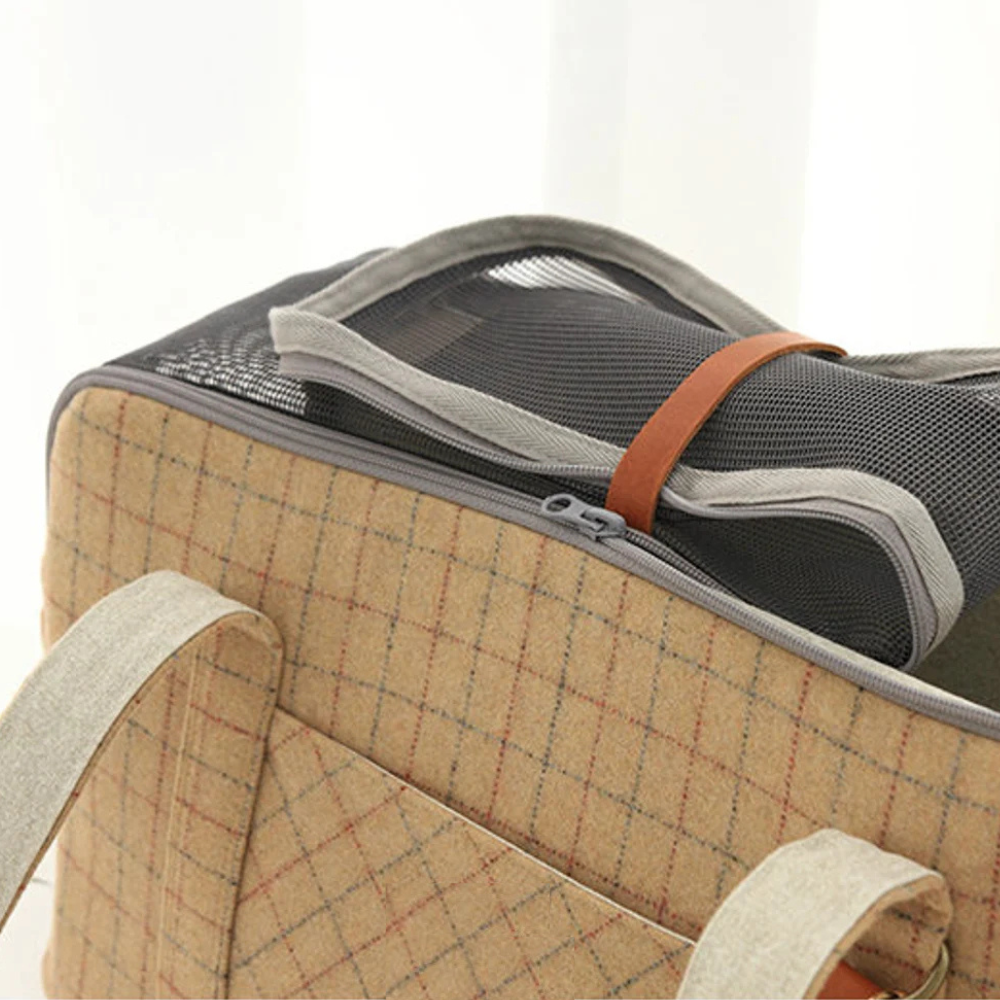 Wool Plaid Travel Pet Carrier
