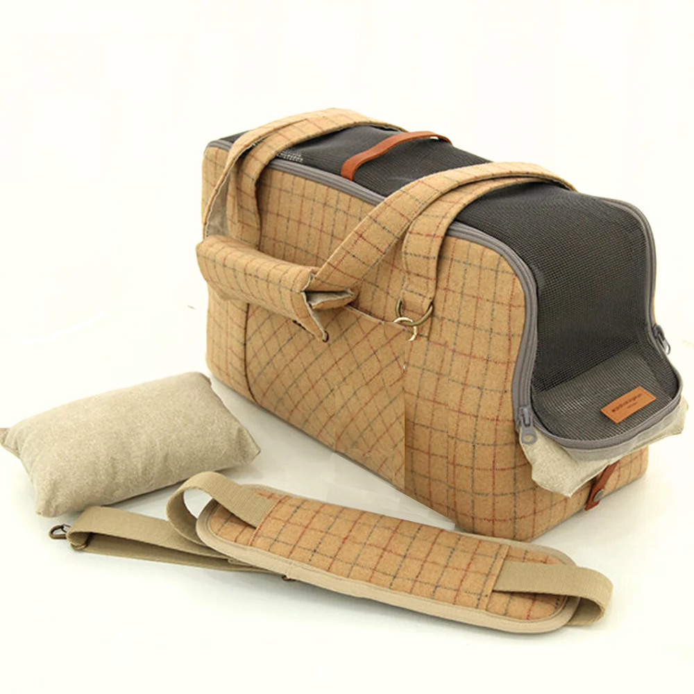 Wool Plaid Travel Pet Carrier