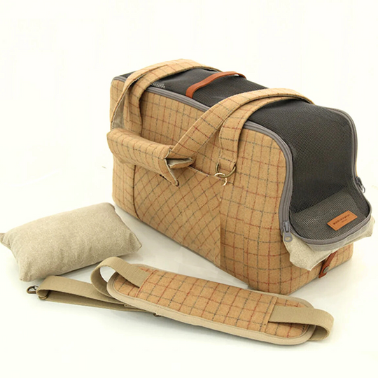 Wool Plaid Travel Pet Carrier