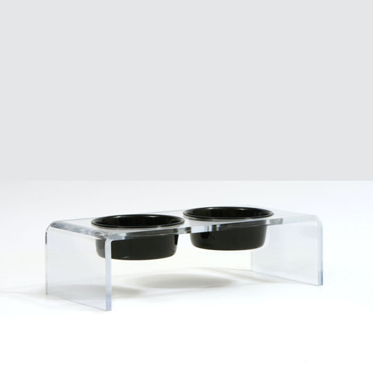 Small Clear Double Pet Bowl Feeder with Color Bowls | Options