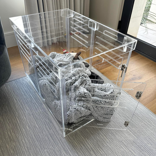 Small Clear Dog Crate to Gate | Silver Latch