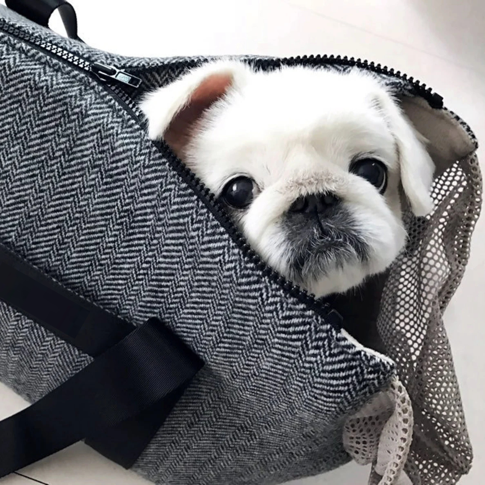 Herringbone Drawstring Pet Carrier