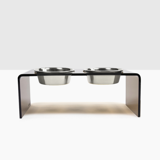 hiddin bronze brown lucite dog bowl feeder