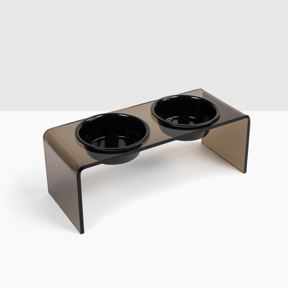 hiddin bronze brown lucite dog bowl feeder