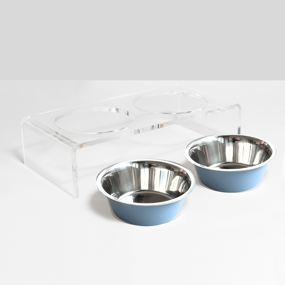 2 Tone Light Blue Metal Bowl Set