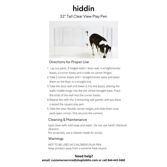 Clear Pet Playpen, 32" High with Door