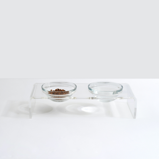 Clear Double Pet Bowl Feeder with Glass Bowls | Options