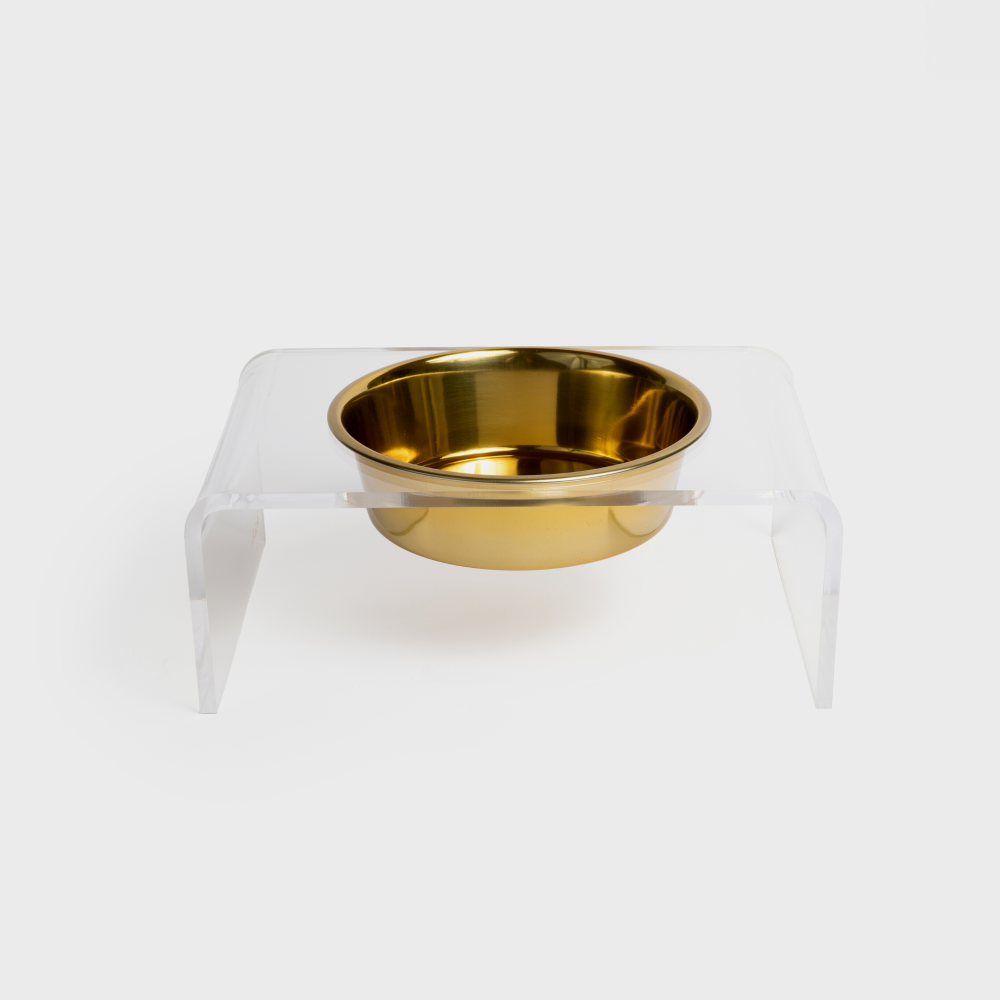 Clear Single Gold Bowl Feeder