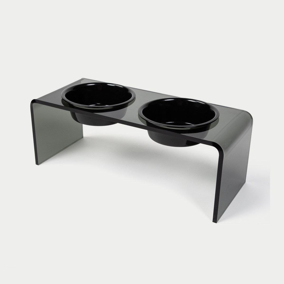 Medium Smoke Grey Double Bowl Feeder | Options